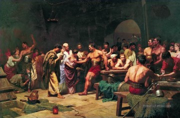 Gladiators avant d’apparaître sur l’arène Stephan Bakalowicz Rome antique Peinture à l'huile